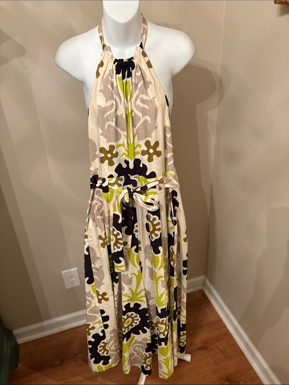 Natori Halter Cropped Jumpsuit in Cream, Olive & Black - very Palm Beach